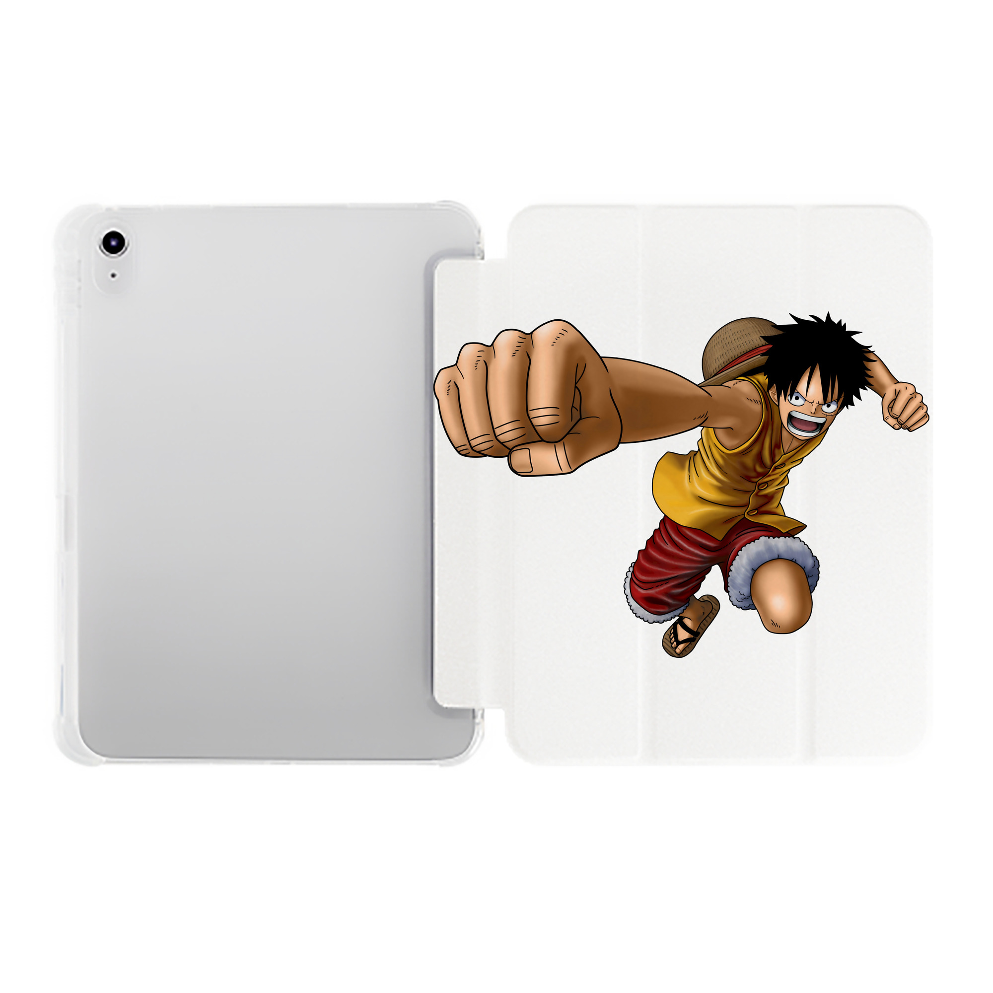 （画像用） ワンピース モンキー・D・ルフィ ONE PIECE Monkey D. Luffy IPad ケース ペン収納付き 三つ折りスタンド PUレザー×シリコン 対応機種9.5/10.5/10.9インチ